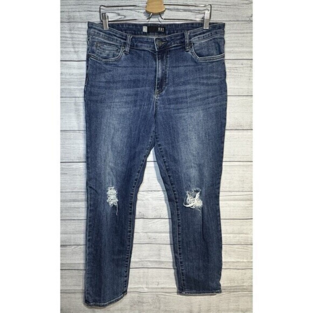 KUT From The Kloth Jeans Size 12 Womens Katy Boyfriend Low Rise Blue Denim